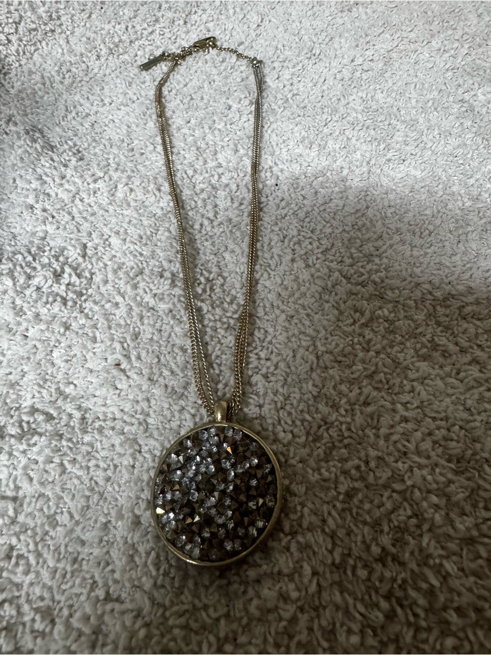 Gold-Tone Crystal Round Pendant Necklace - Women's Jewelry